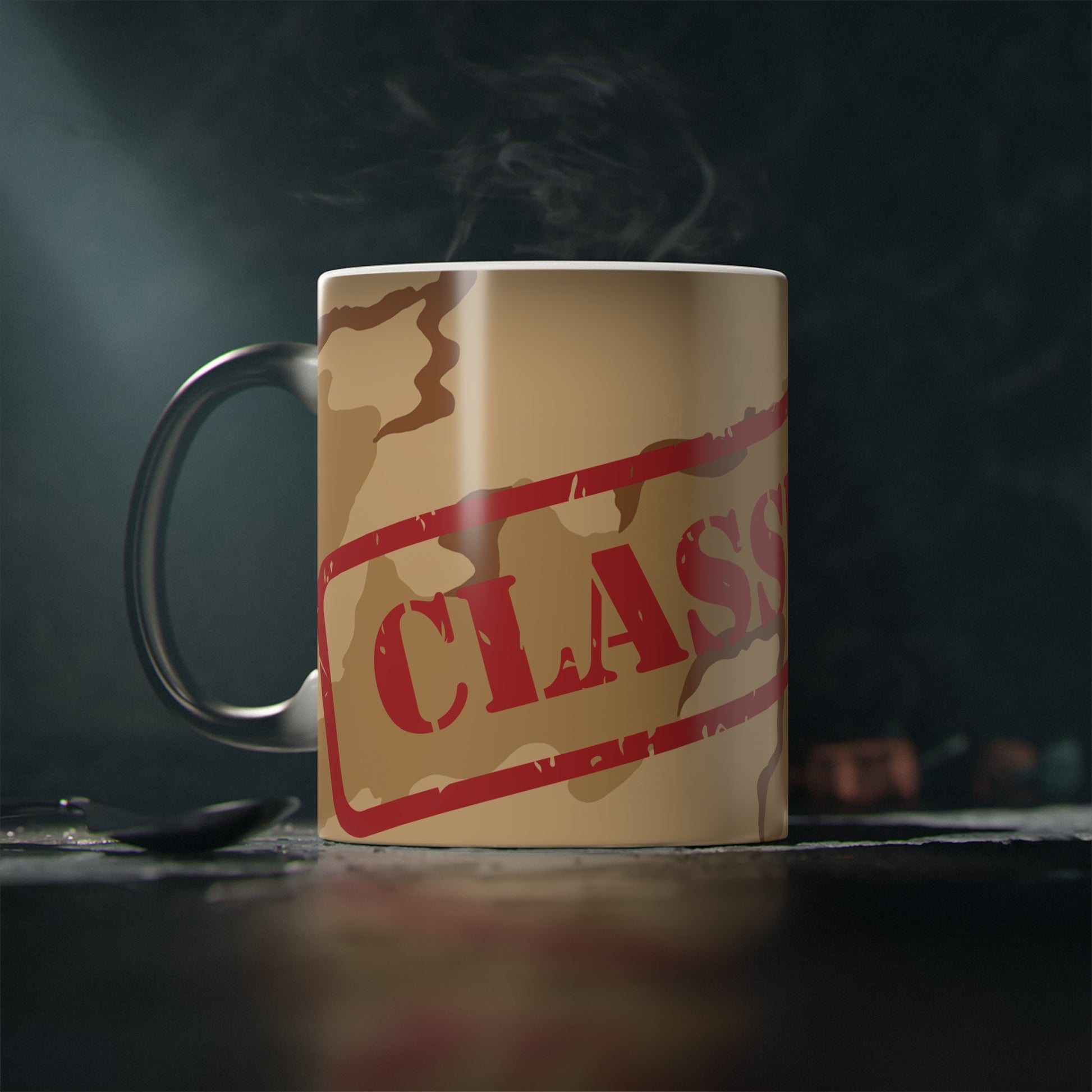 Classified Magic Mug | Unique Coffee Cup | Gift for Secret Agent & Spy Lovers